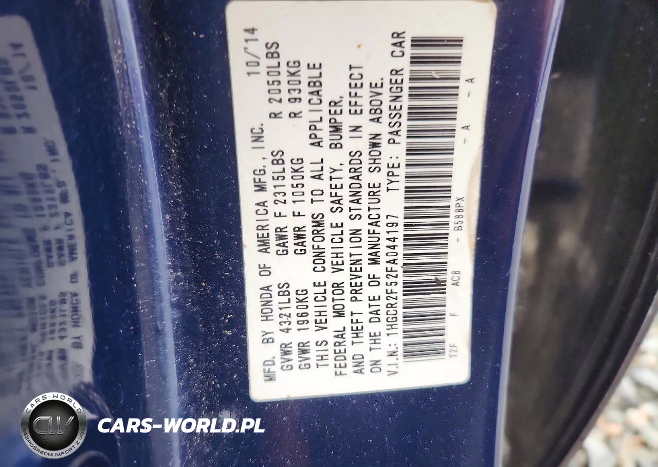 2015 Honda Accord Sport VIN:1HGCR2F52FA044197 - 12