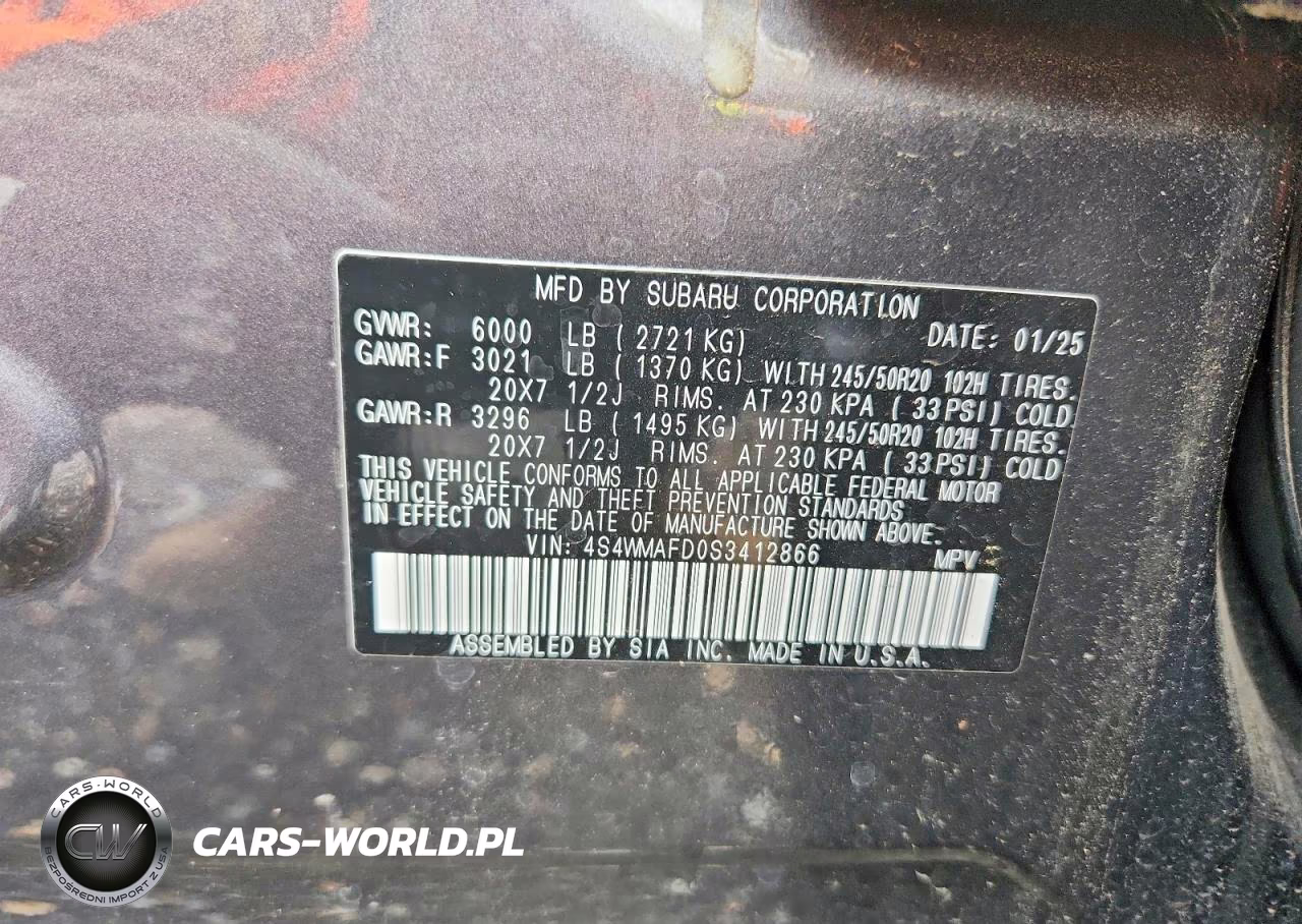 2025 Subaru Ascent Onyx Edition VIN:4S4WMAFD0S3412866 - 13