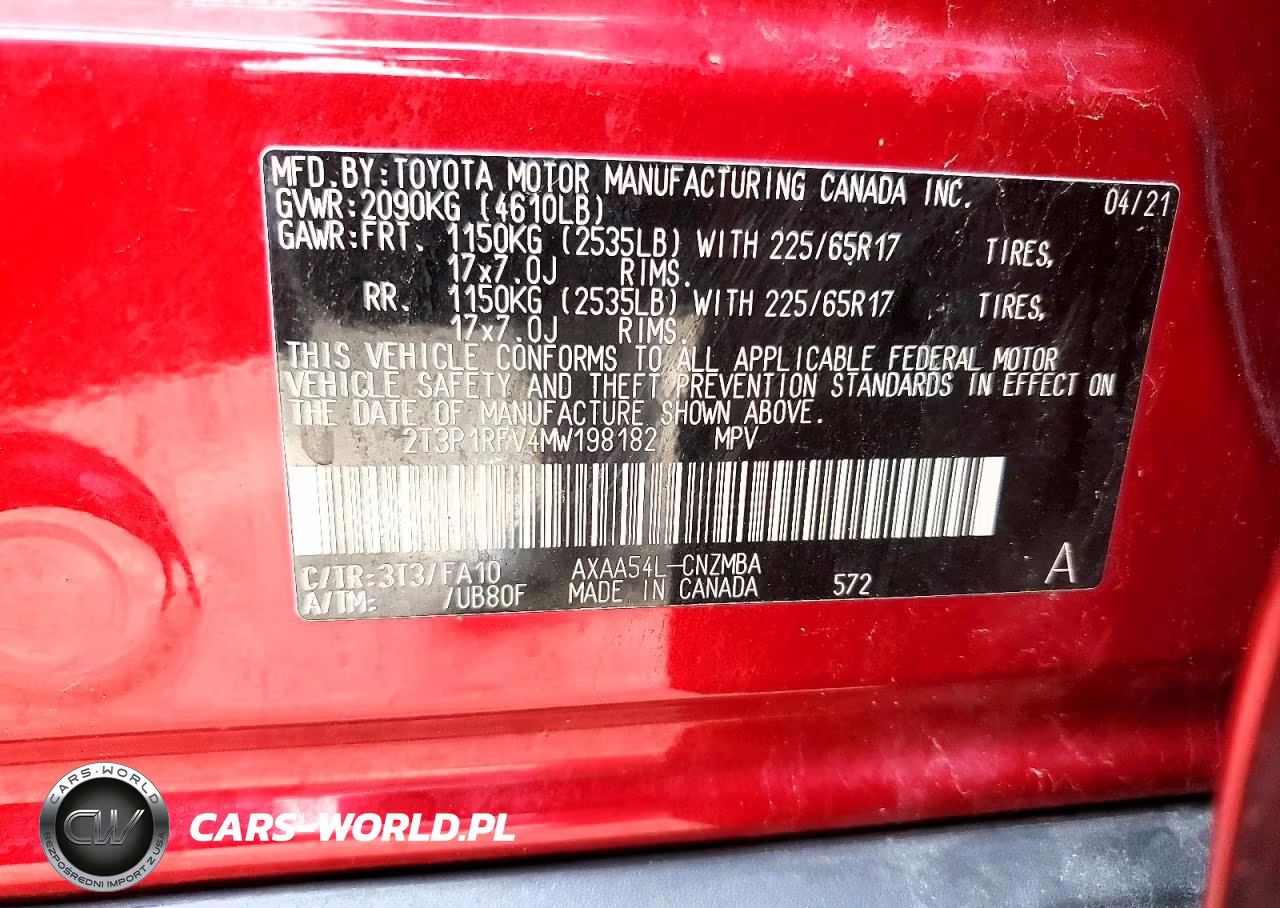 2021 Toyota Rav4 Xle VIN:2T3P1RFV4MW198182 - 12
