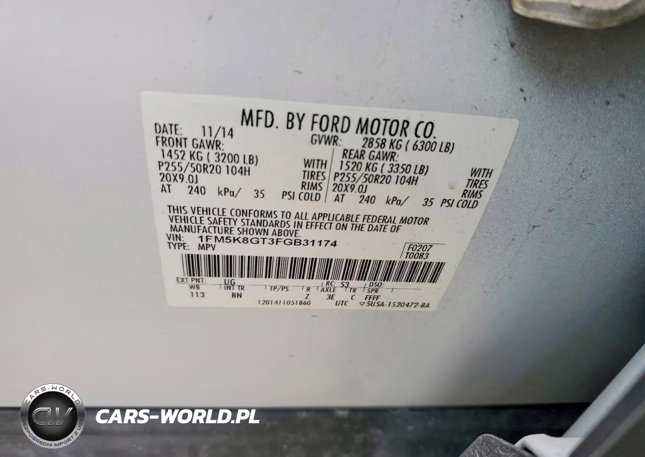 2015 Ford Explorer Sport VIN:1FM5K8GT3FGB31174 - 13