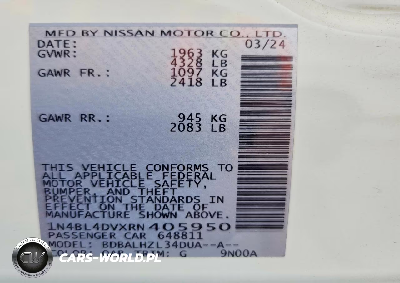 2024 Nissan Altima Sv VIN:1N4BL4DVXRN405950 - 12