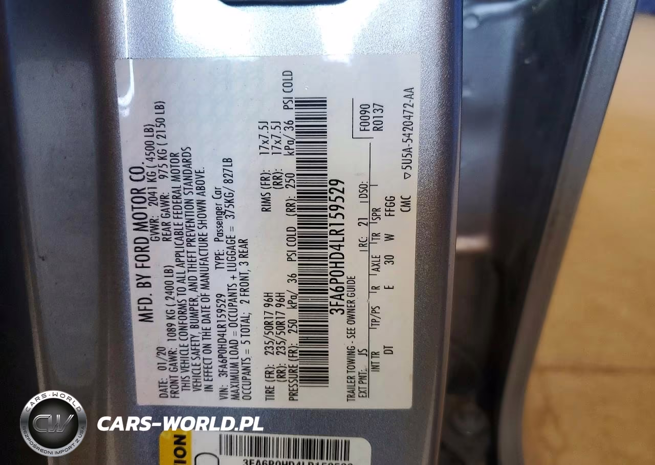2020 Ford Fusion Se VIN:3FA6P0HD4LR159529 - 12