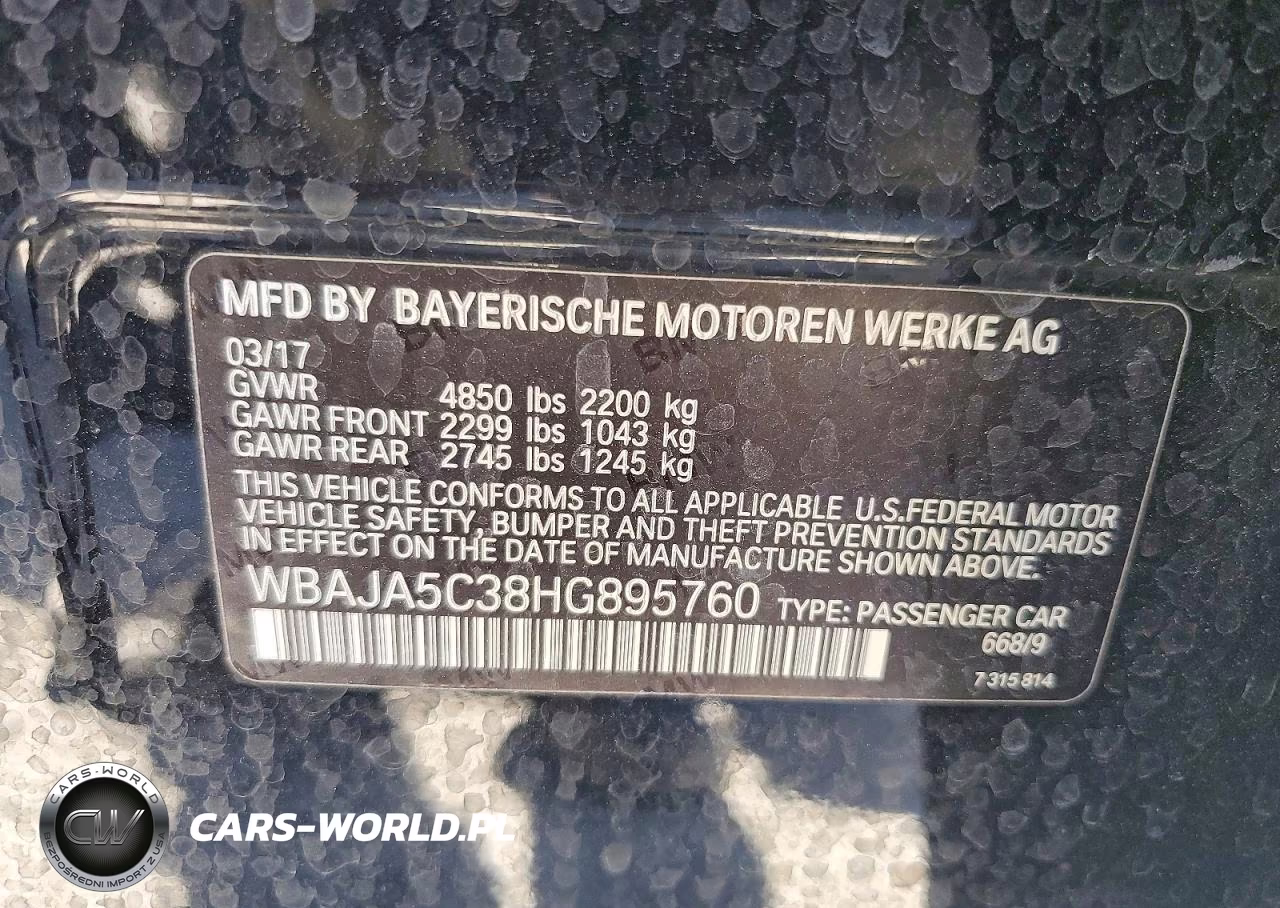 2017 BMW 530 I VIN:WBAJA5C38HG895760 - 12