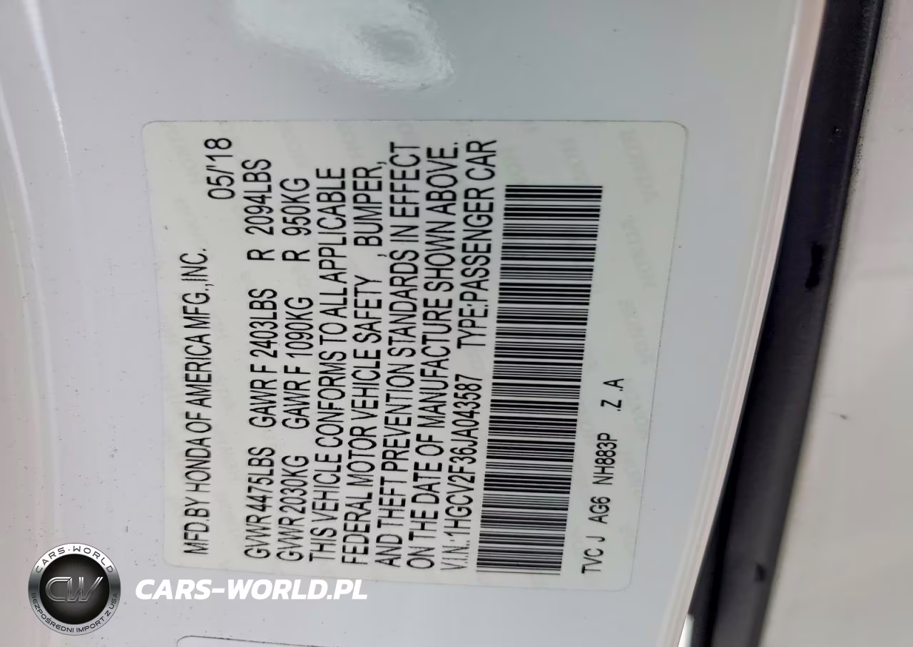 2018 Honda Accord Sport VIN:1HGCV2F36JA043587 - 13