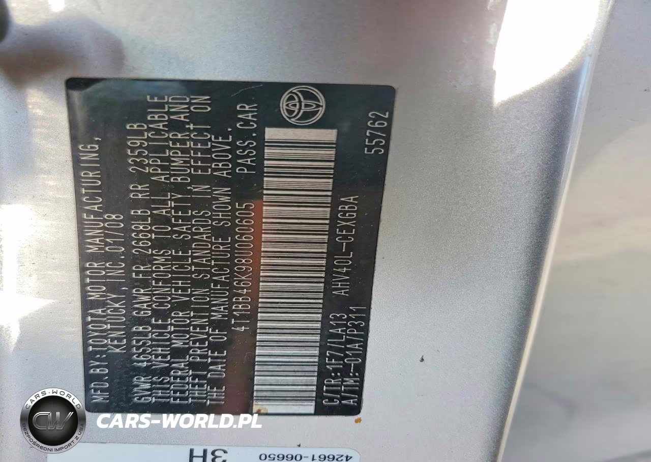 2008 Toyota Camry Hybrid VIN:4T1BB46K98U060605 - 12