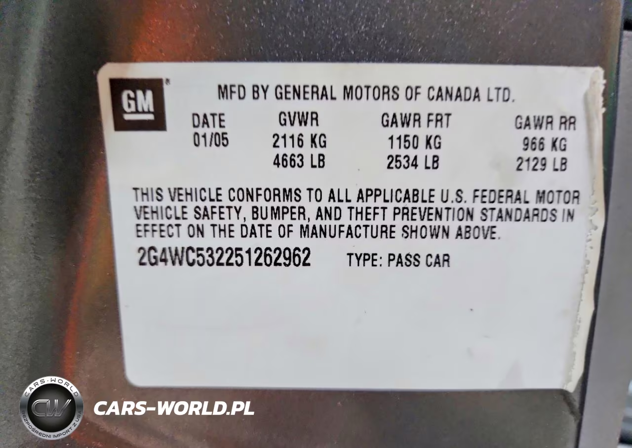 2005 Buick Lacrosse Cx VIN:2G4WC532251262962 - 12