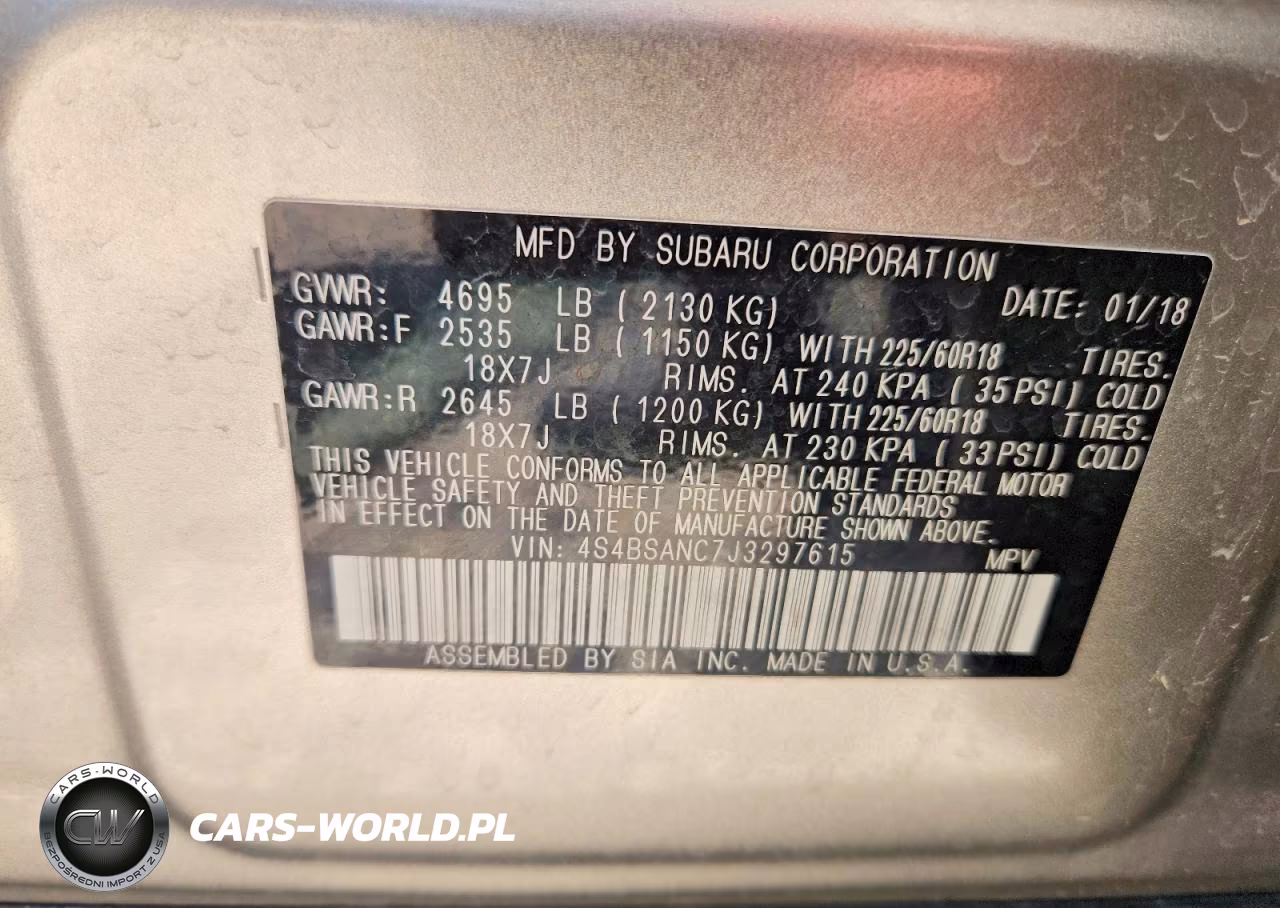 2018 Subaru Outback 2.5I Limited VIN:4S4BSANC7J3297615 - 12