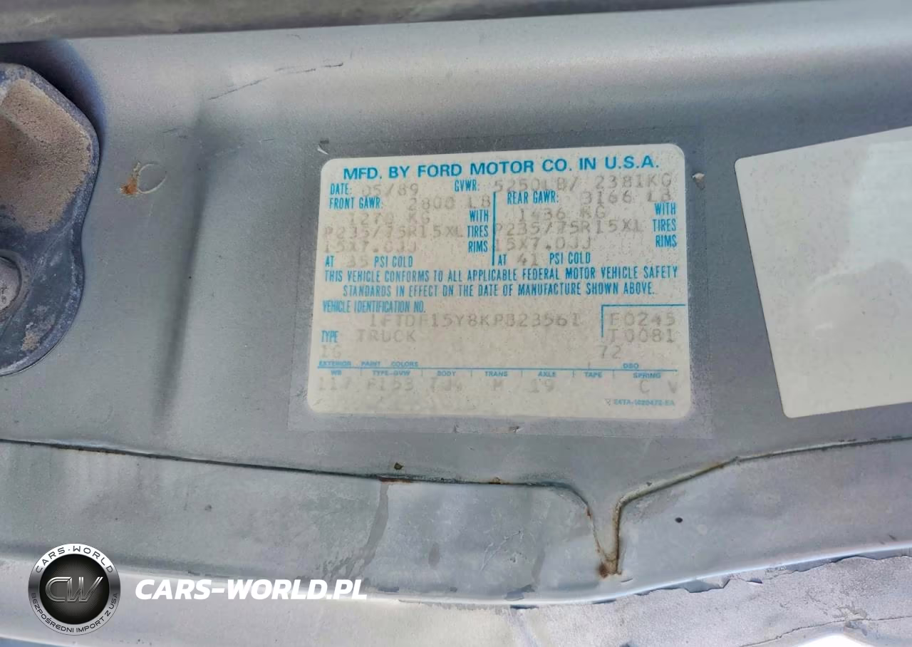 1989 Ford F150 VIN:1FTDF15Y8KPB23561 - 12