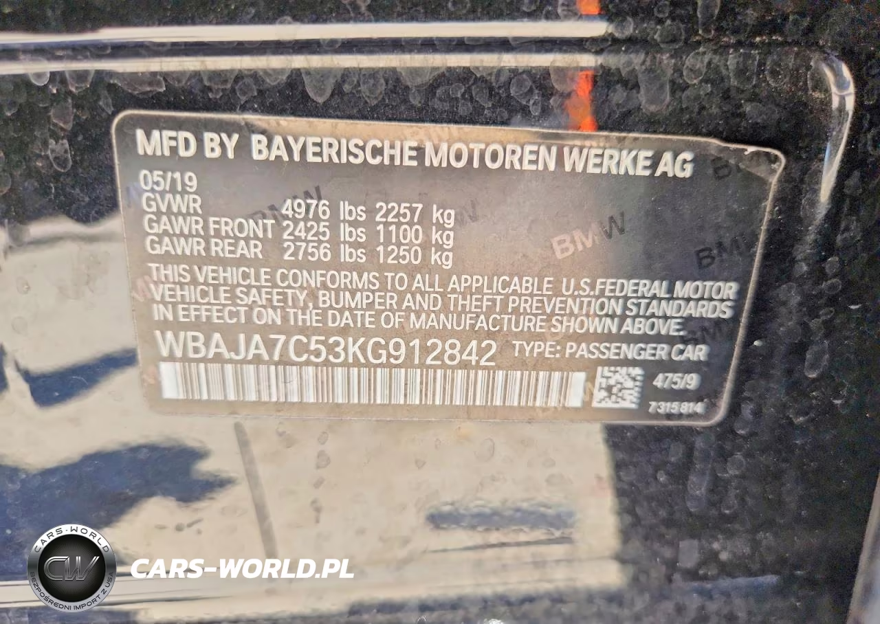 2019 BMW 530 Xi VIN:WBAJA7C53KG912842 - 12