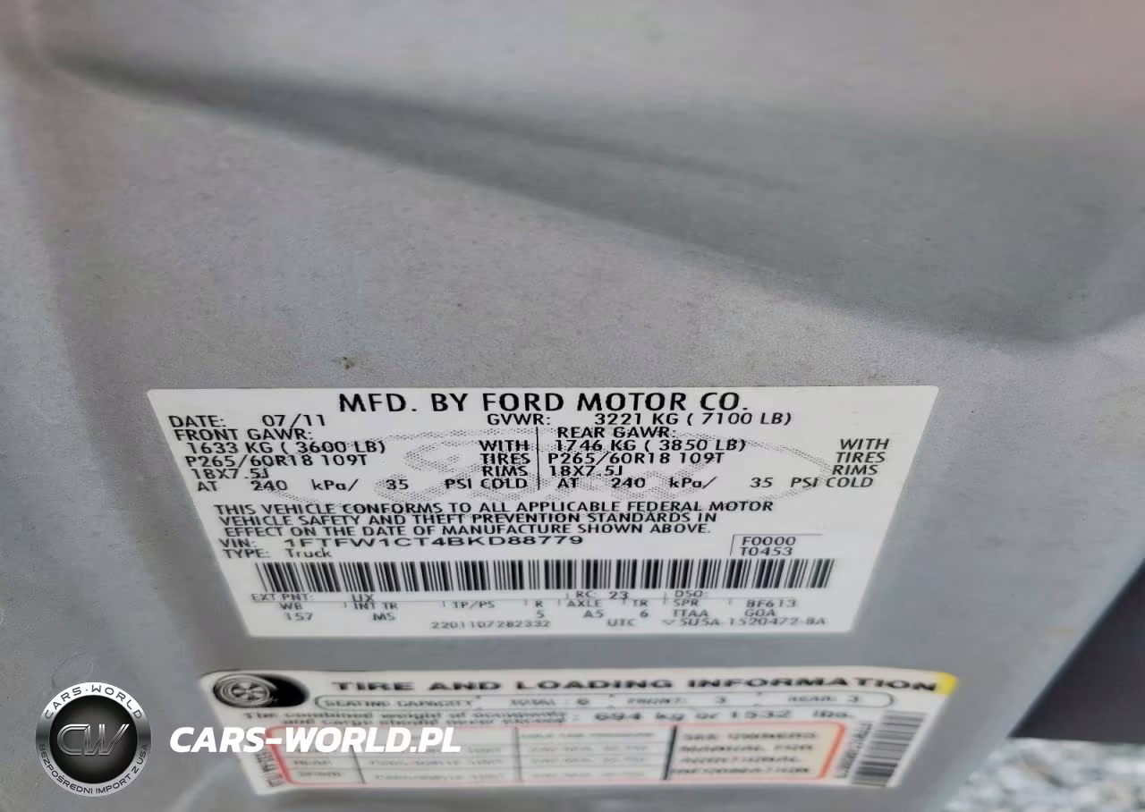 2011 Ford F150 Supercrew VIN:1FTFW1CT4BKD88779 - 12
