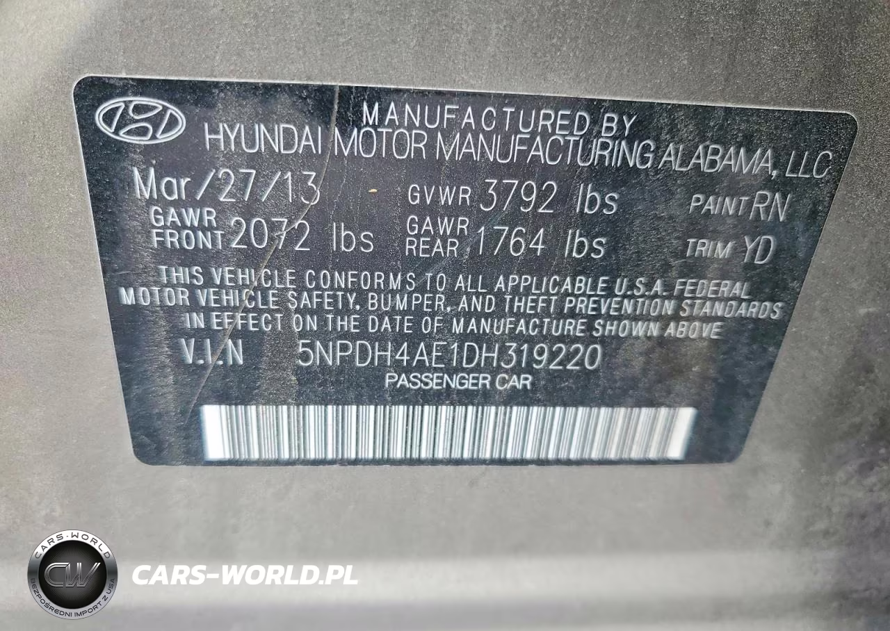 2013 Hyundai Elantra Gls VIN:5NPDH4AE1DH319220 - 12