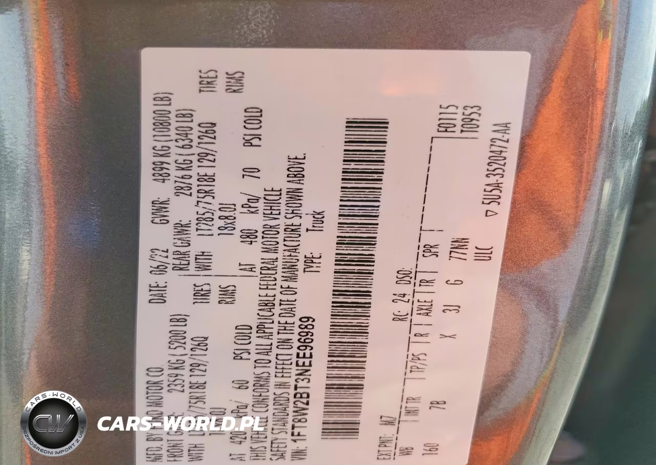 2022 Ford F250 Super Duty VIN:1FT8W2BT3NEE96989 - 12