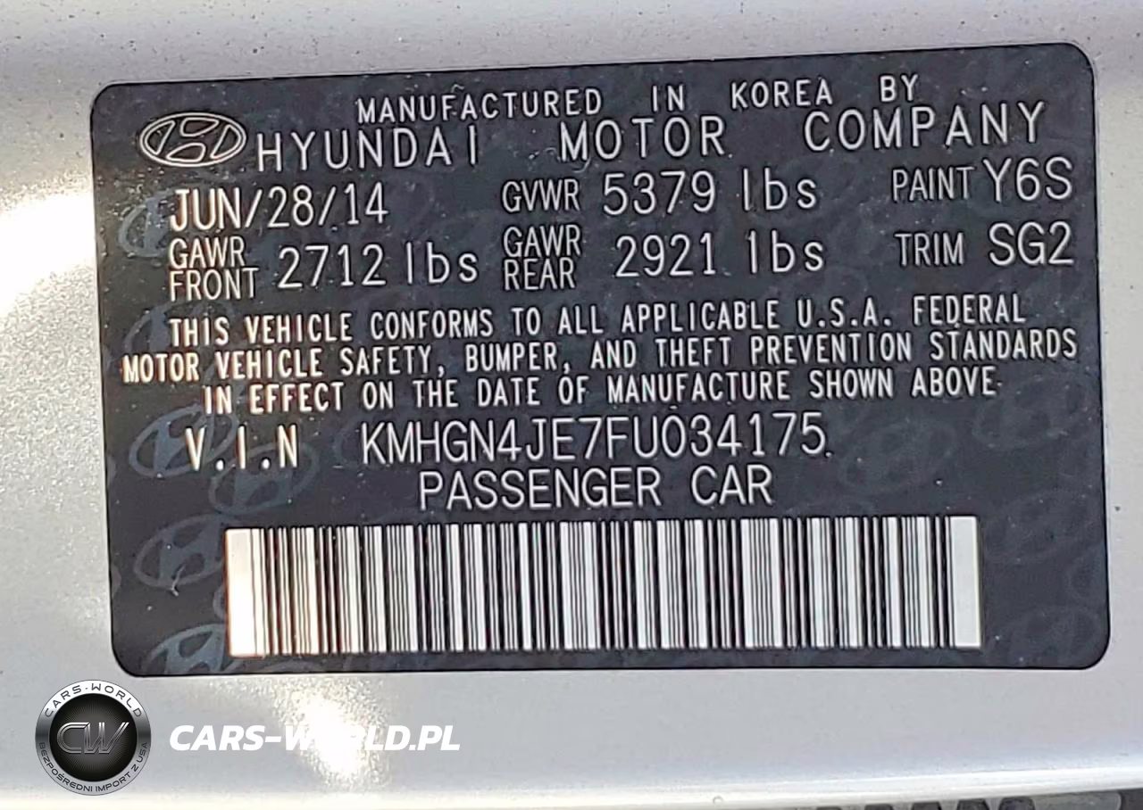 2015 Hyundai Genesis 3.8L VIN:KMHGN4JE7FU034175 - 12
