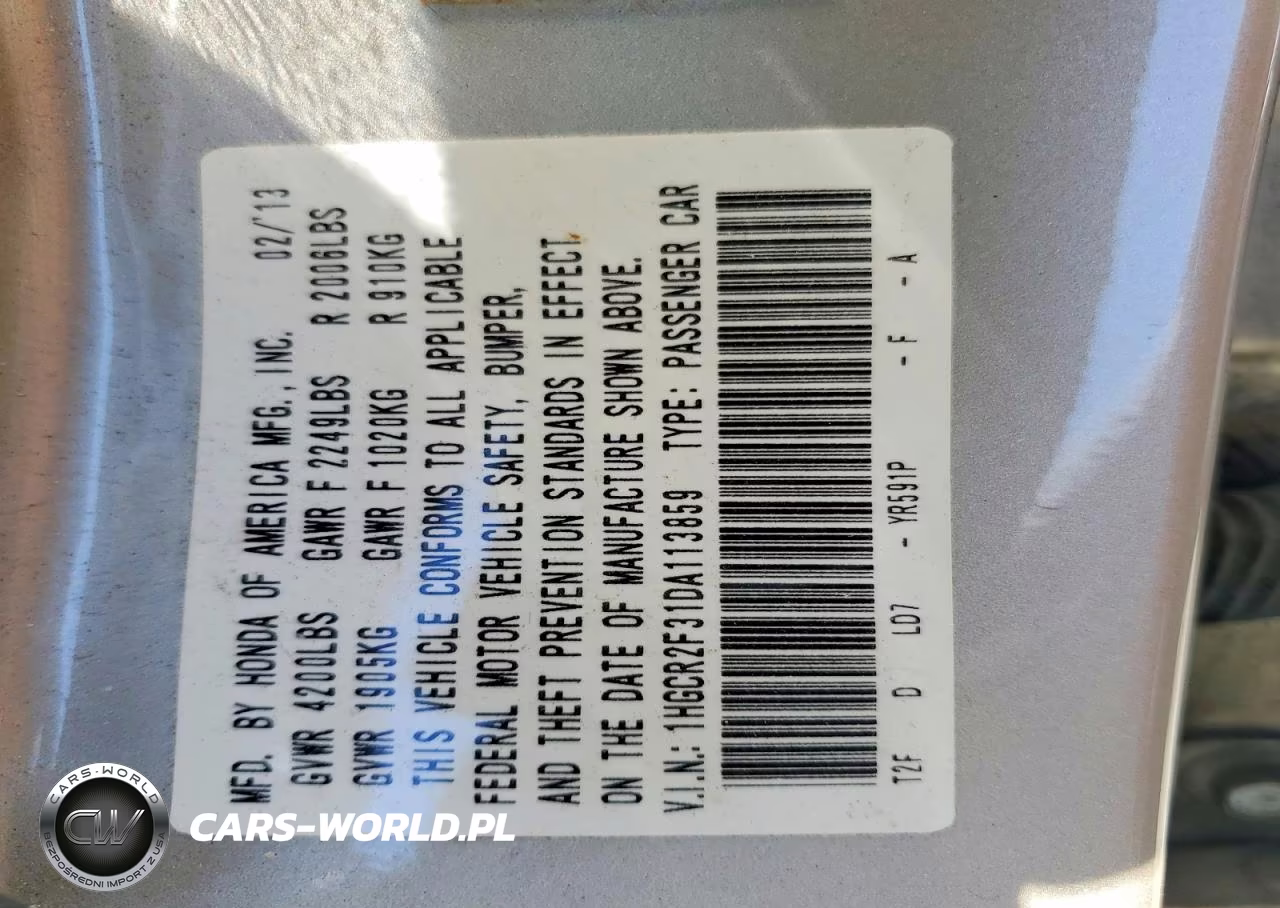 2013 Honda Accord Lx VIN:1HGCR2F31DA113859 - 13