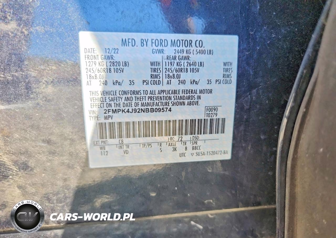 2022 Ford Edge Sel VIN:2FMPK4J92NBB09574 - 13