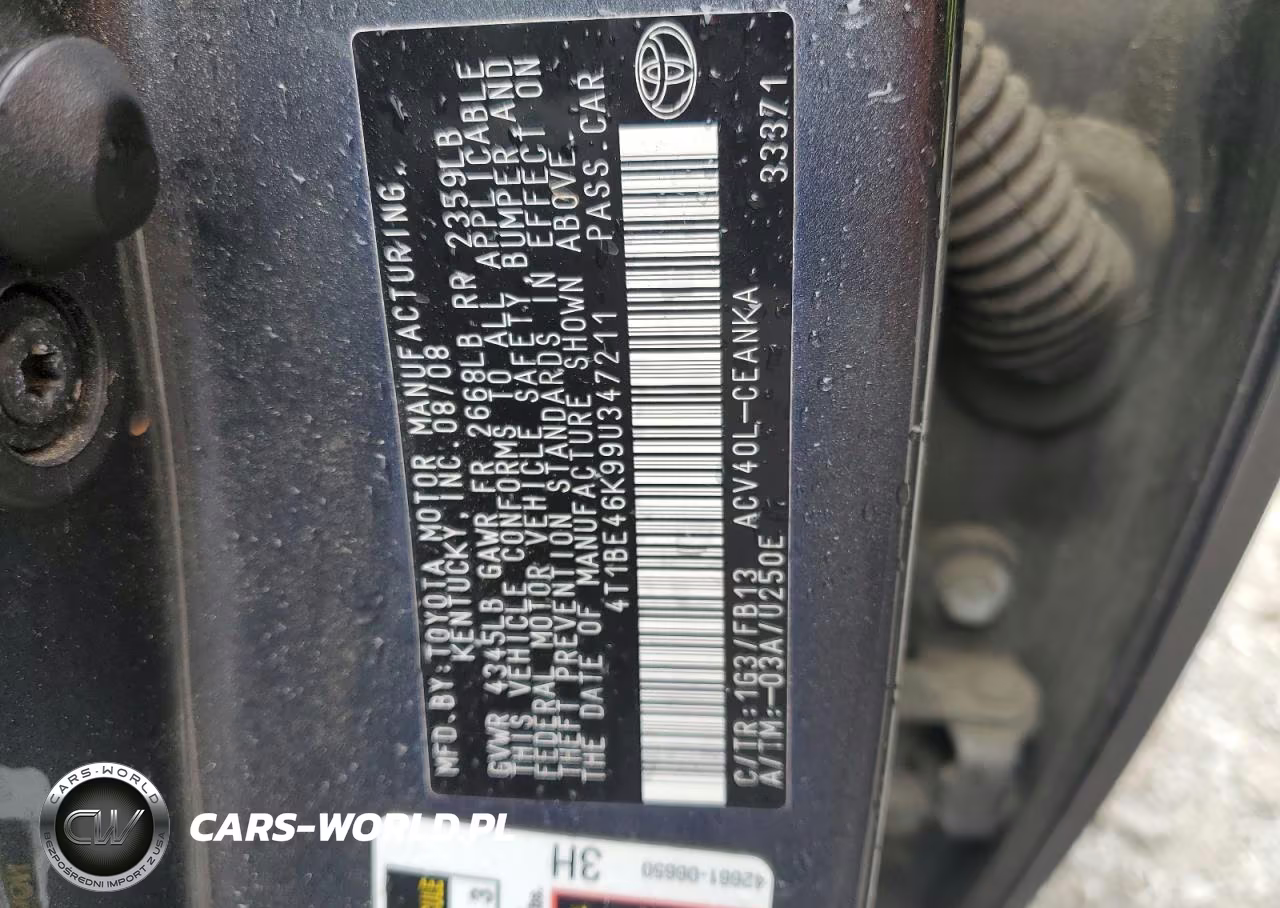 2009 Toyota Camry Le VIN:4T1BE46K99U347211 - 12