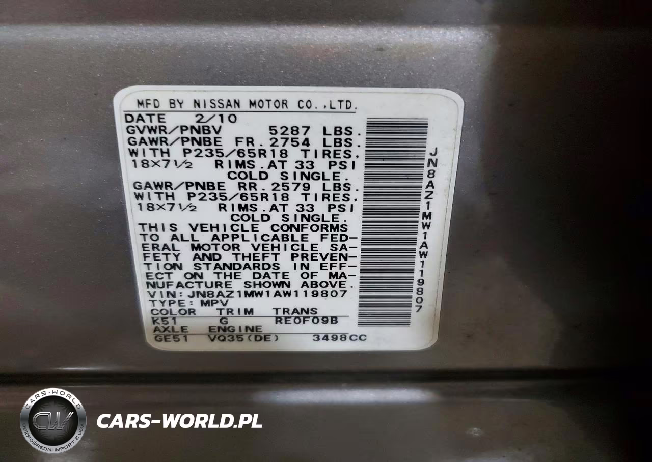 2010 Nissan Murano S VIN:JN8AZ1MW1AW119807 - 14