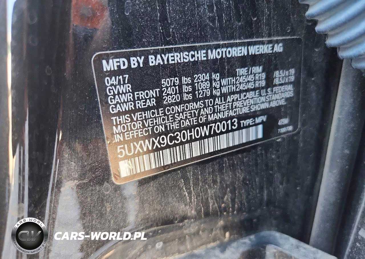 2017 BMW X3 xDrive28I VIN:5UXWX9C30H0W70013 - 12