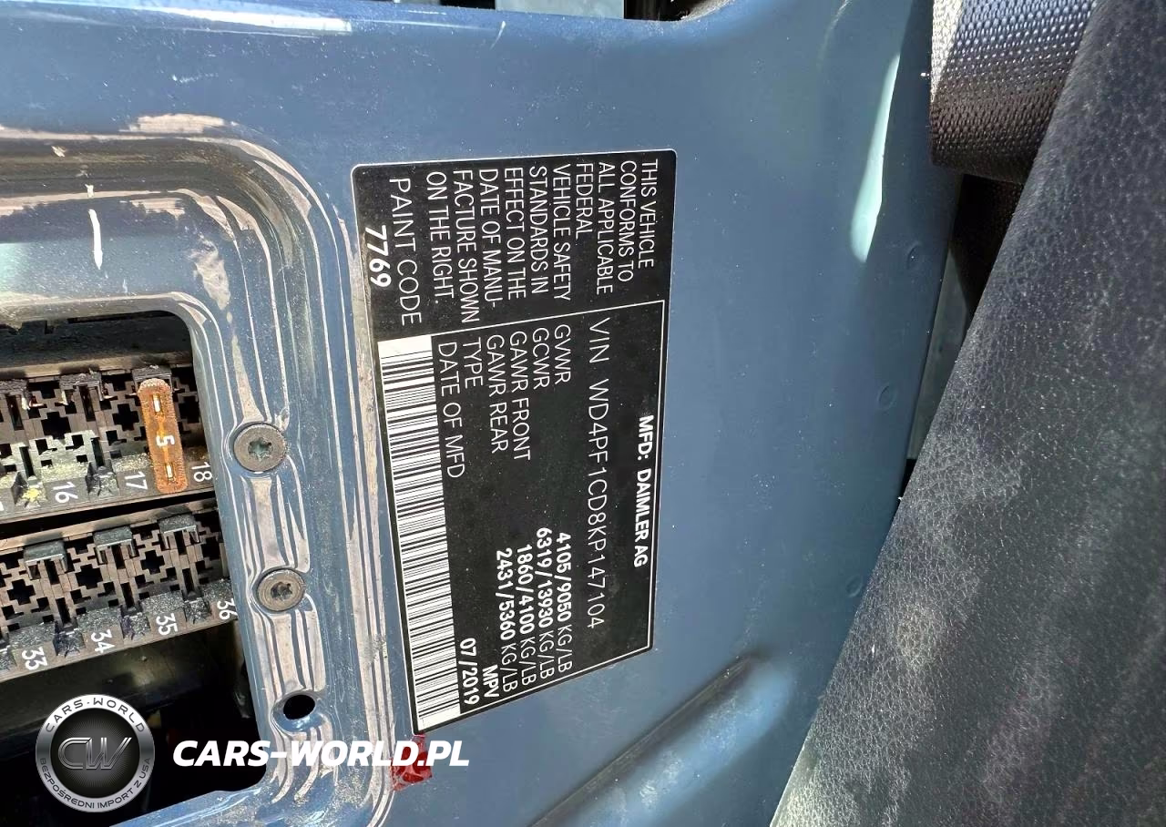 2019 Mercedes-Benz Sprinter 2500 VIN:WD4PF1CD8KP147104 - 10