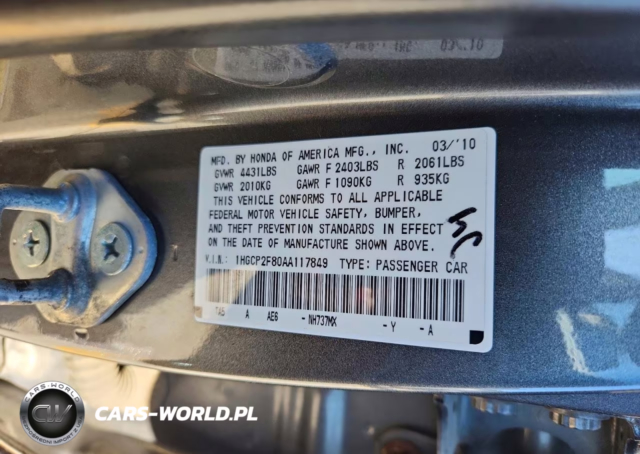 2010 Honda Accord VIN:1HGCP2F80AA117849 - 12