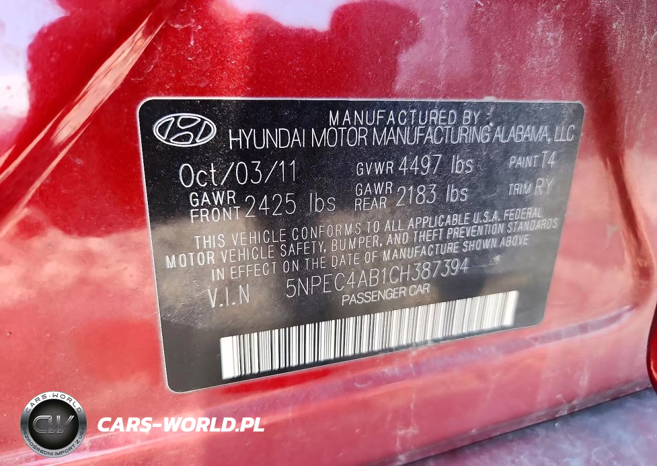 2012 Hyundai Sonata Se 2.0T VIN:5NPEC4AB1CH387394 - 12