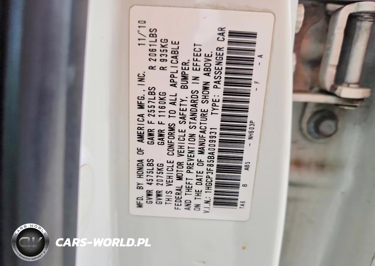 2011 Honda Accord Exl VIN:1HGCP3F85BA009931 - 12