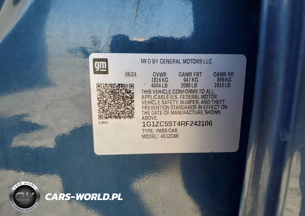2024 Chevrolet Malibu Ls VIN:1G1ZC5ST4RF243106 - 12