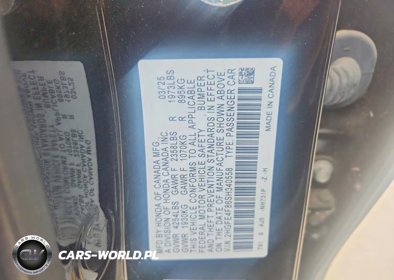 2025 Honda Civic Sport VIN:2HGFE4F86SH340558 - 12