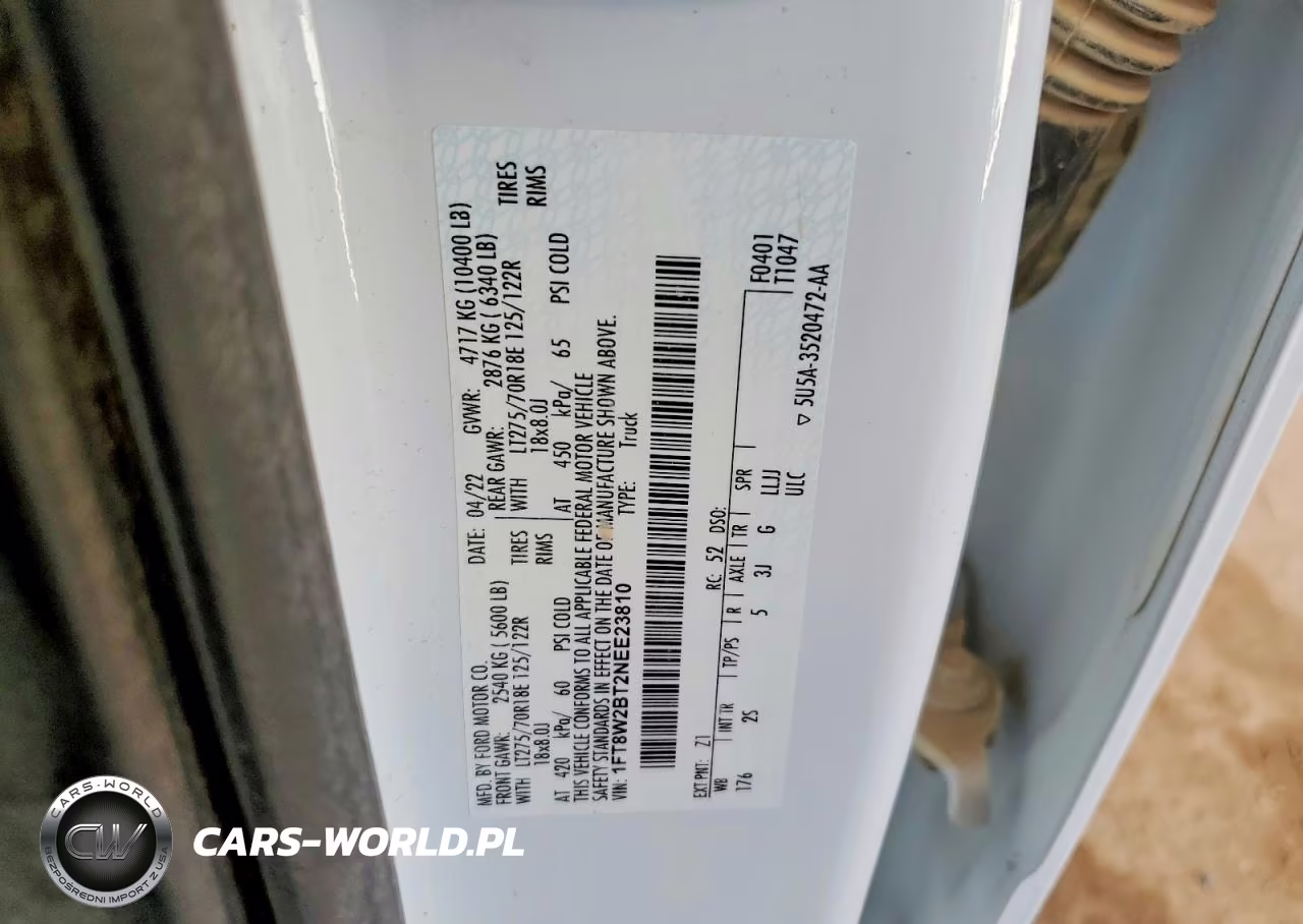 2022 Ford F250 Super Duty VIN:1FT8W2BT2NEE23810 - 12