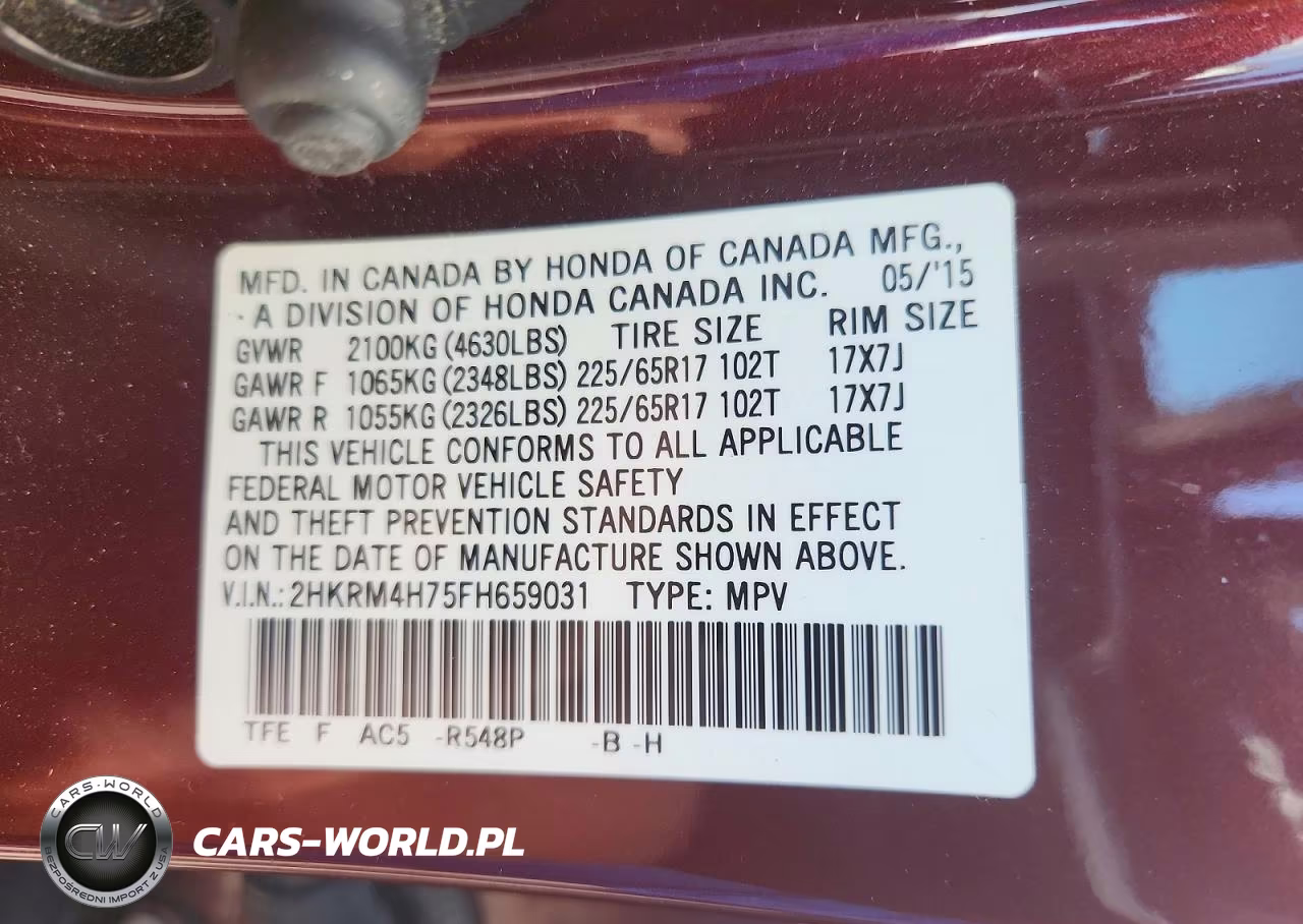 2015 Honda Cr-V Exl VIN:2HKRM4H75FH659031 - 13