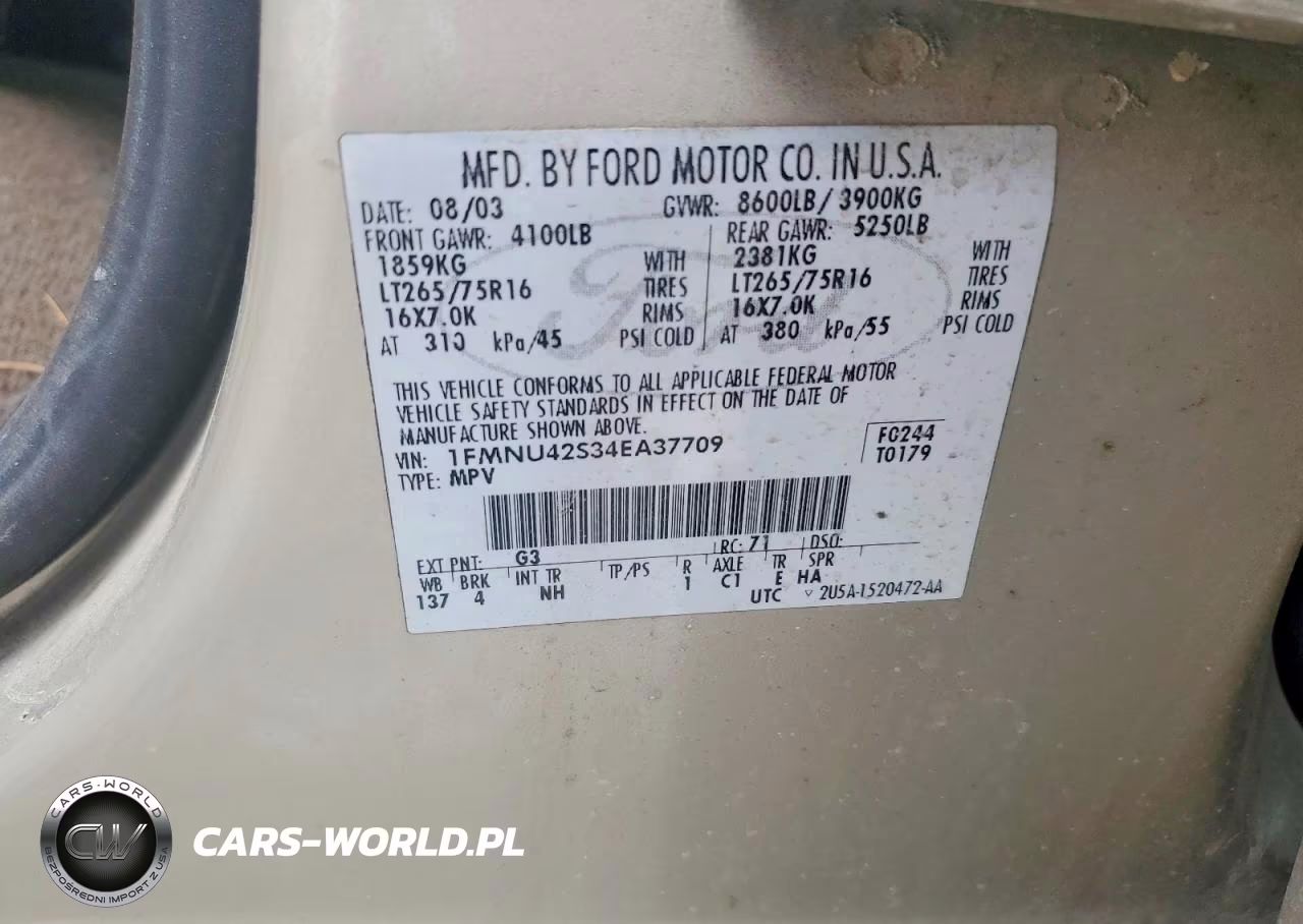2004 Ford Excursion Limited VIN:1FMNU42S34EA37709 - 13
