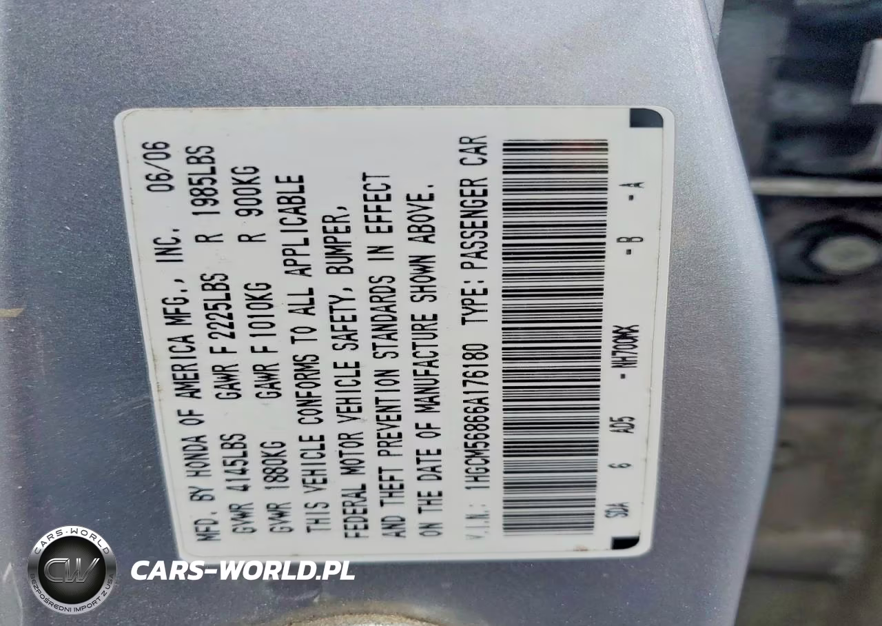 2006 Honda Accord Ex VIN:1HGCM56866A176180 - 12