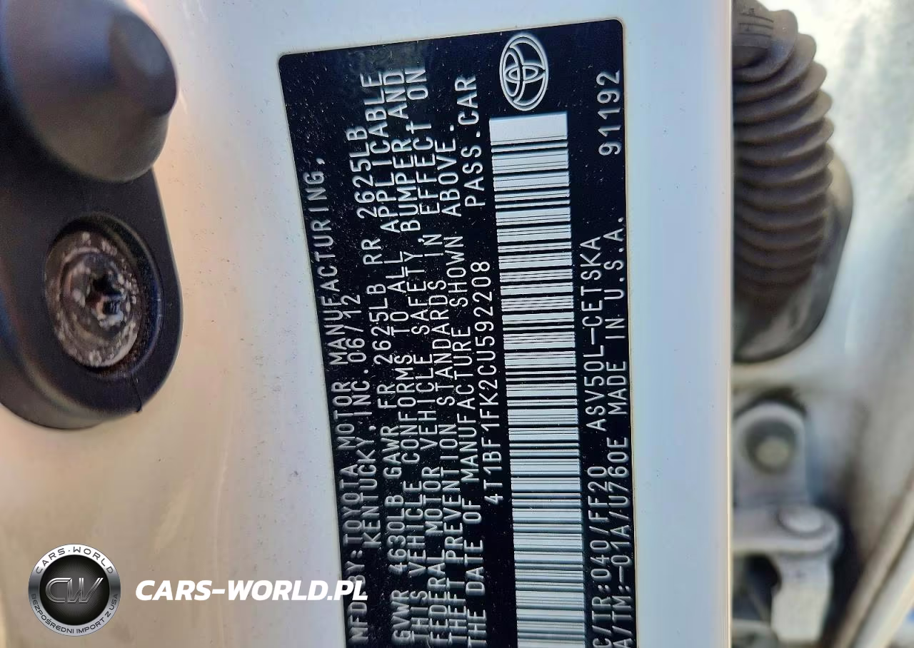 2012 Toyota Camry Se VIN:4T1BF1FK2CU592208 - 13
