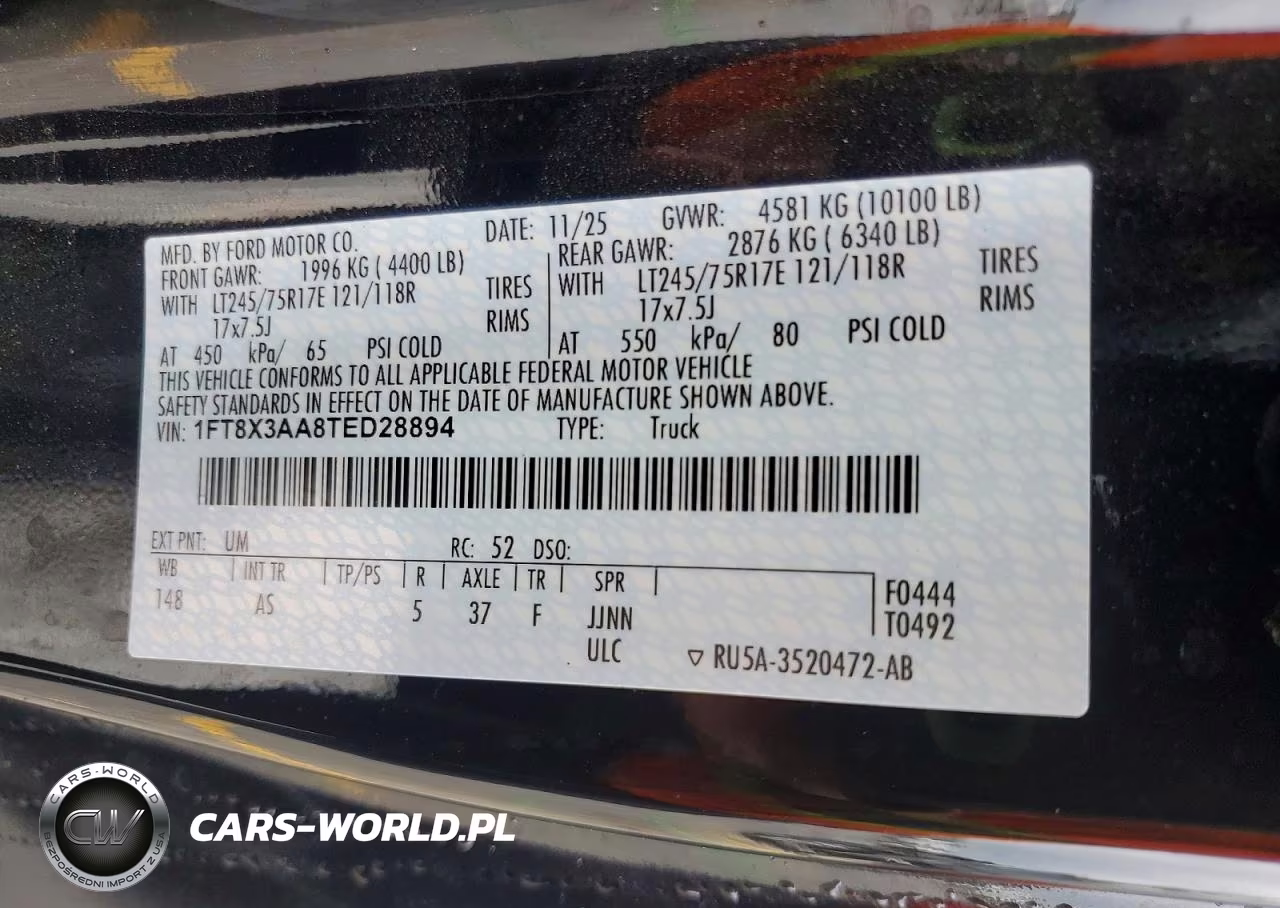 2026 Ford F350 Super Duty VIN:1FT8X3AA8TED28894 - 12