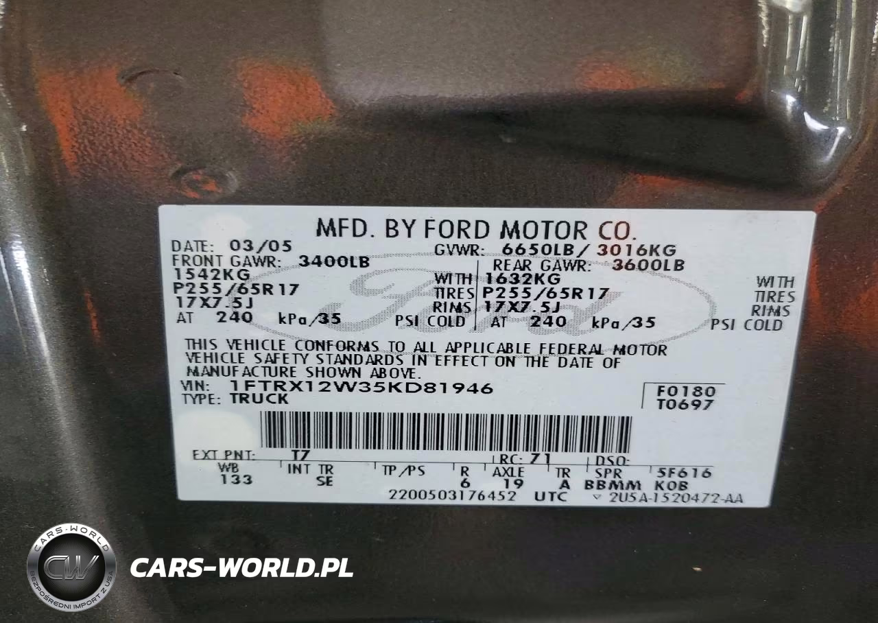 2005 Ford F150 VIN:1FTRX12W35KD81946 - 12