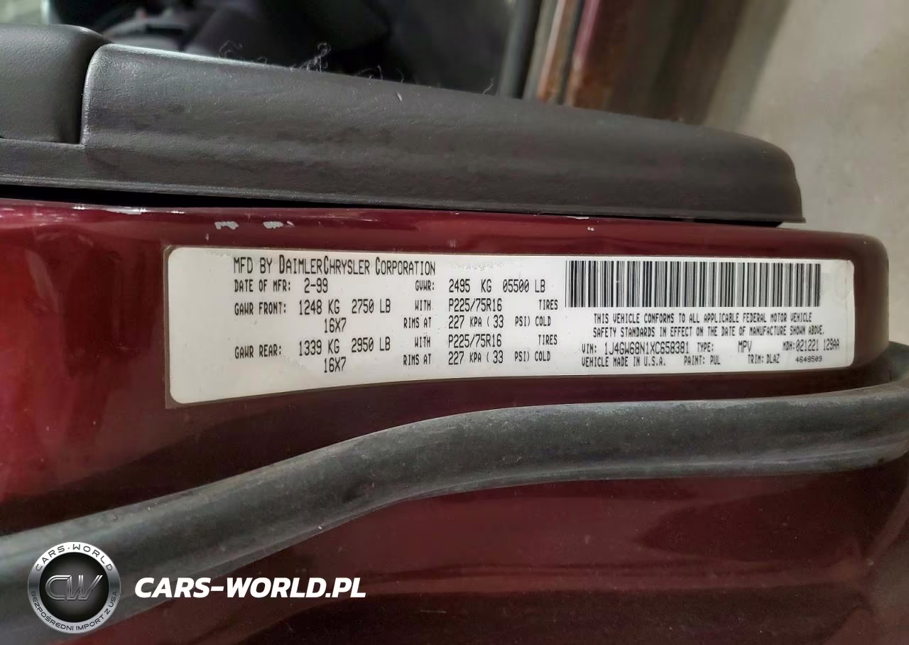 1999 Jeep Grand Cherokee Limited VIN:1J4GW68N1XC658381 - 13
