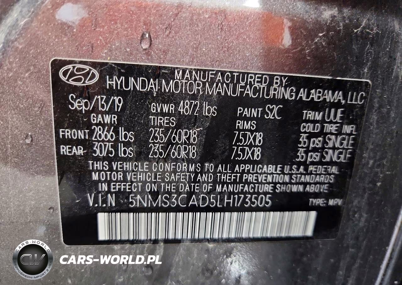 2020 Hyundai Santa Fe Sel VIN:5NMS3CAD5LH173505 - 12