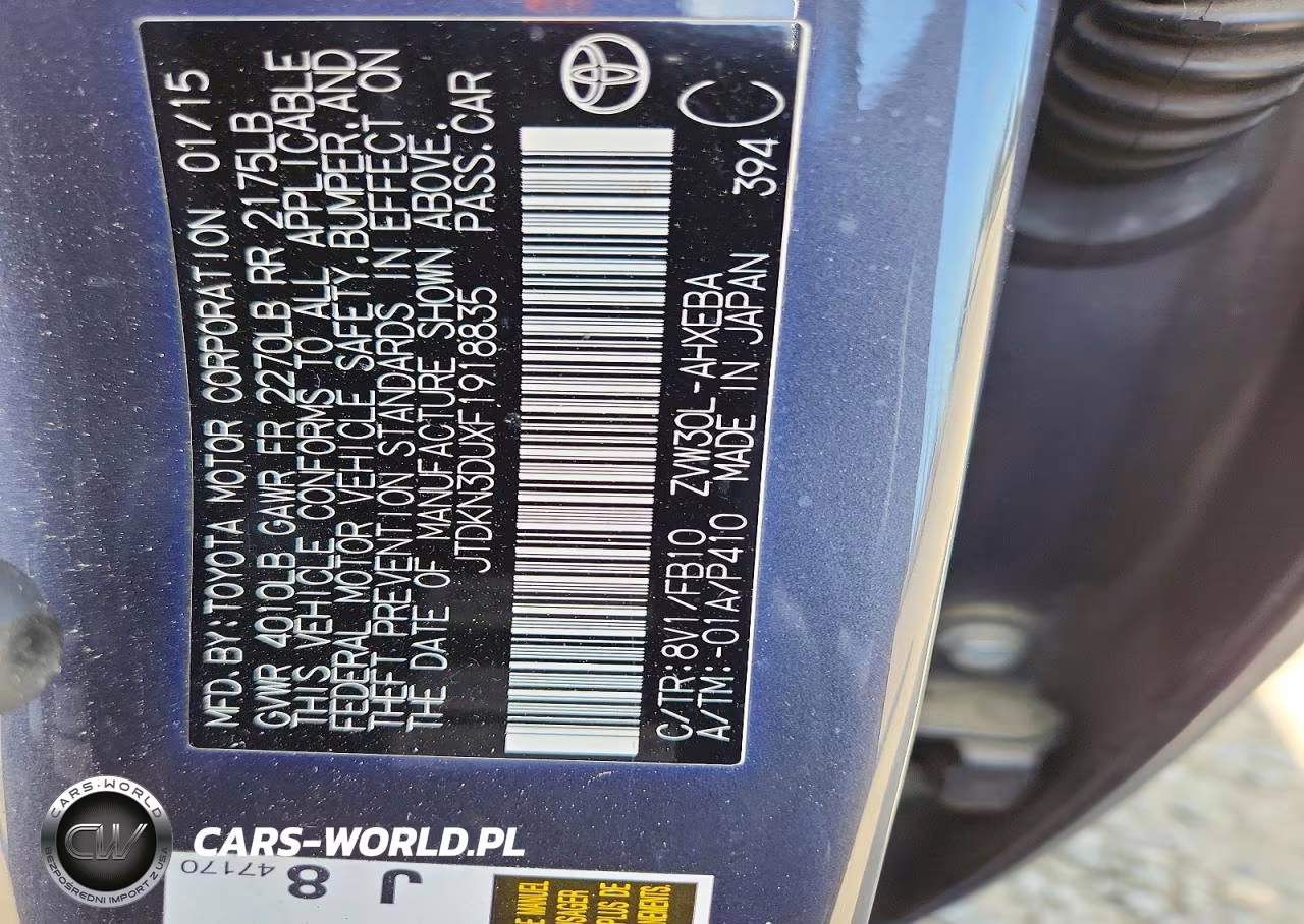 2015 Toyota Prius Two VIN:JTDKN3DUXF1918835 - 12