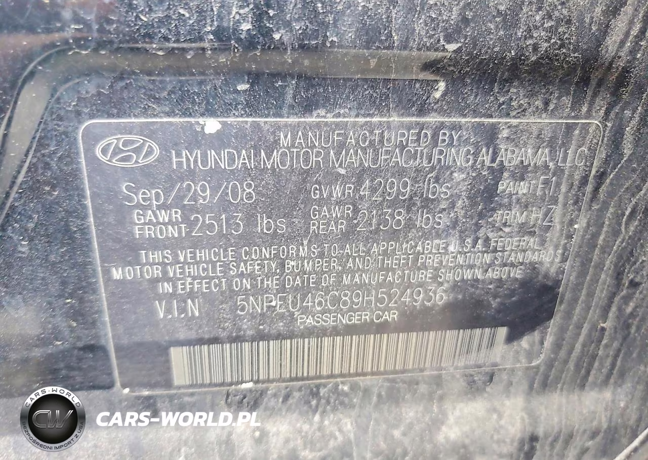 2009 Hyundai Sonata Se VIN:5NPEU46C89H524936 - 12
