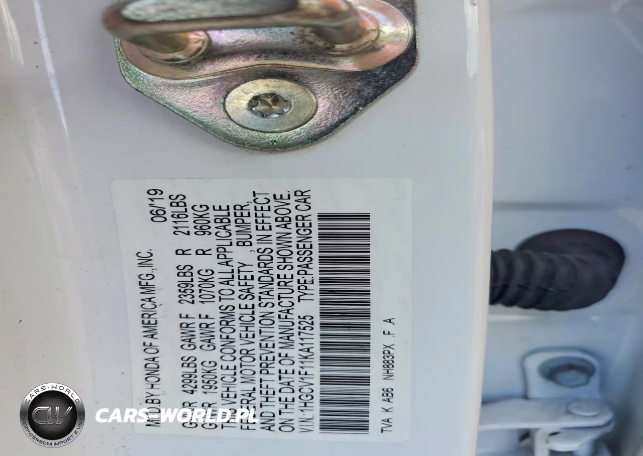 2019 Honda Accord Lx VIN:1HGCV1F11KA117525 - 12