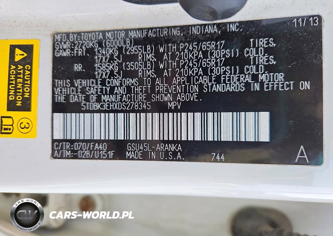2013 Toyota Highlander Plus VIN:5TDBK3EHXDS278345 - 12