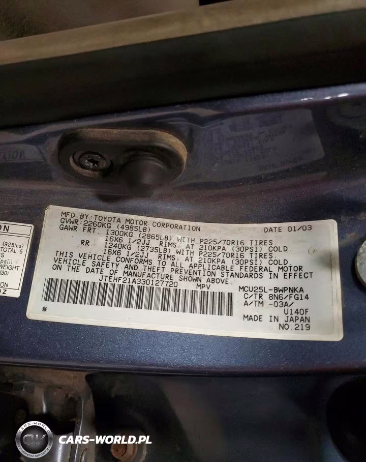2003 Toyota Highlander Limited VIN:JTEHF21A330127720 - 13