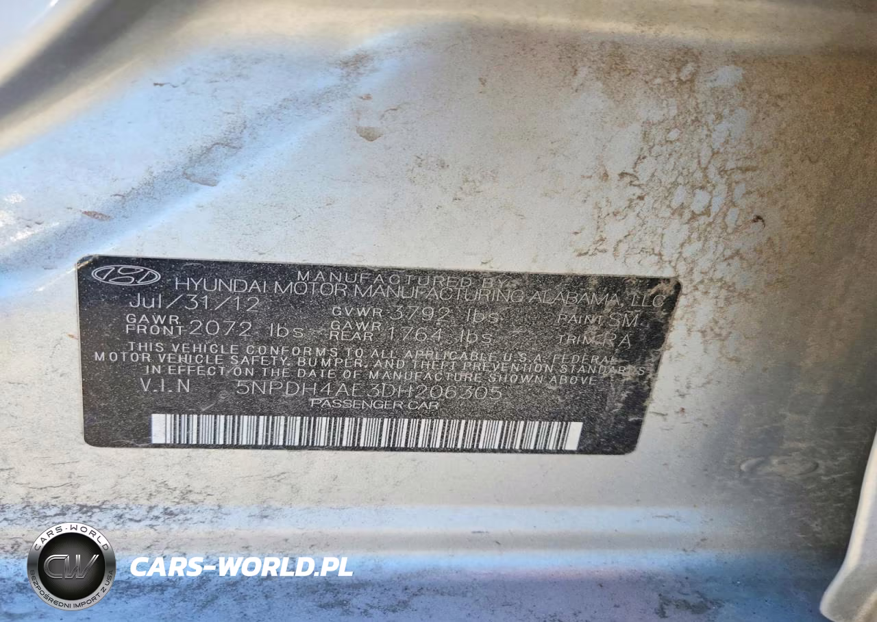 2013 Hyundai Elantra Gls VIN:5NPDH4AE3DH206305 - 12