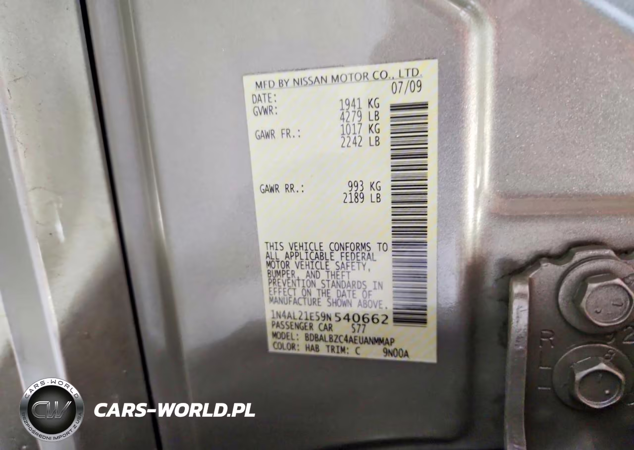 2009 Nissan Altima 2.5 VIN:1N4AL21E59N540662 - 13