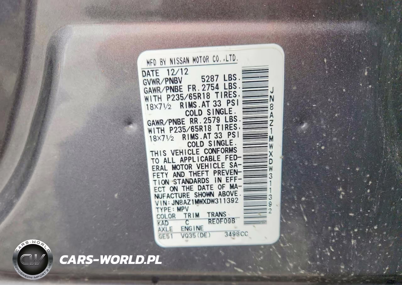 2013 Nissan Murano S VIN:JN8AZ1MWXDW311392 - 13