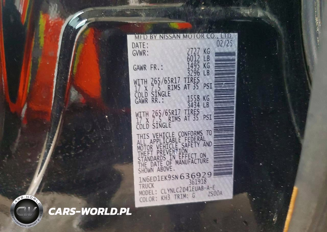 2025 Nissan Frontier Sv VIN:1N6ED1EK9SN636929 - 12