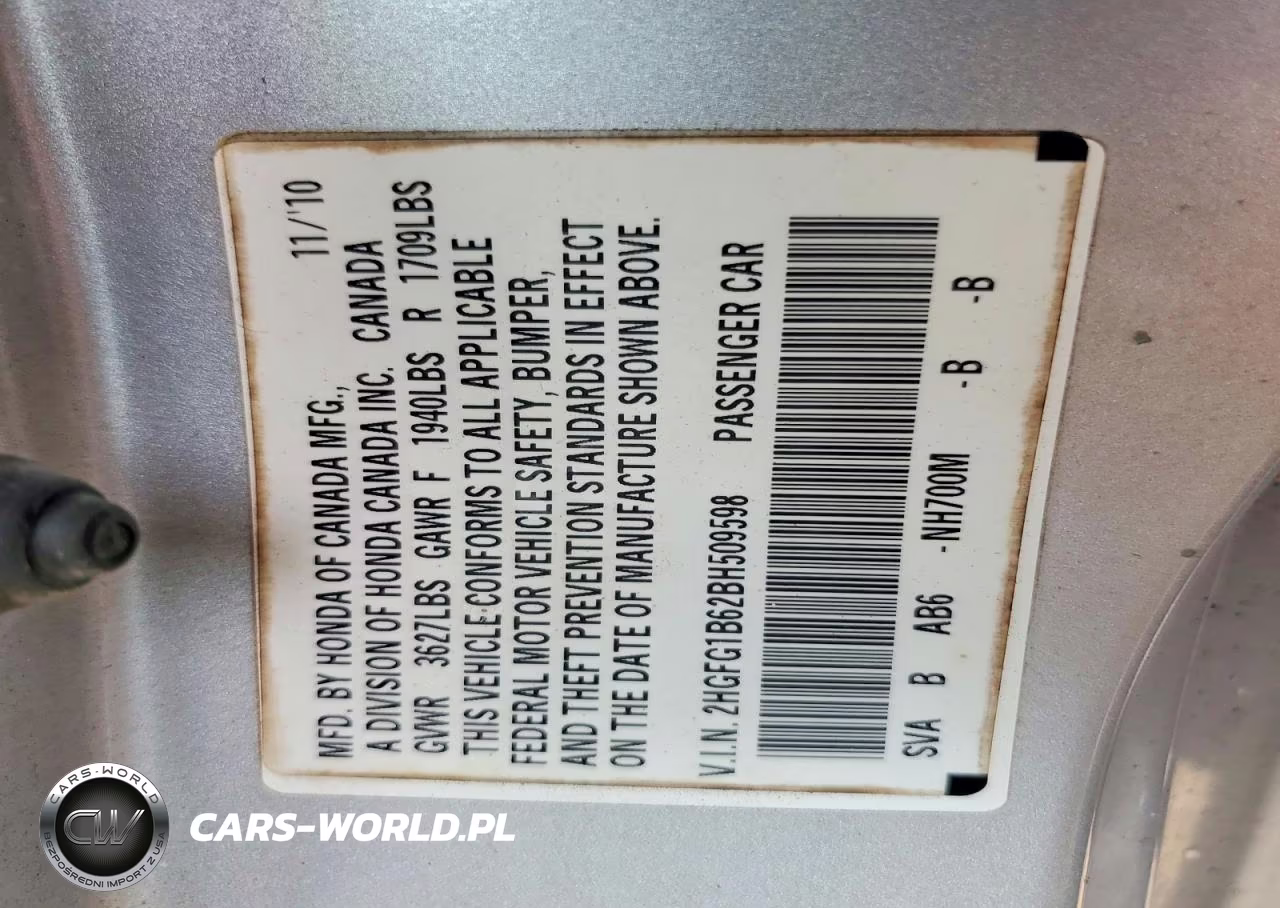 2011 Honda Civic Lx VIN:2HGFG1B62BH509598 - 12