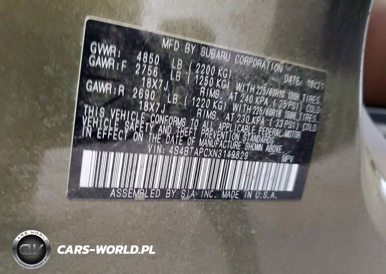 2022 Subaru Outback Touring VIN:4S4BTAPCXN3149829 - 13