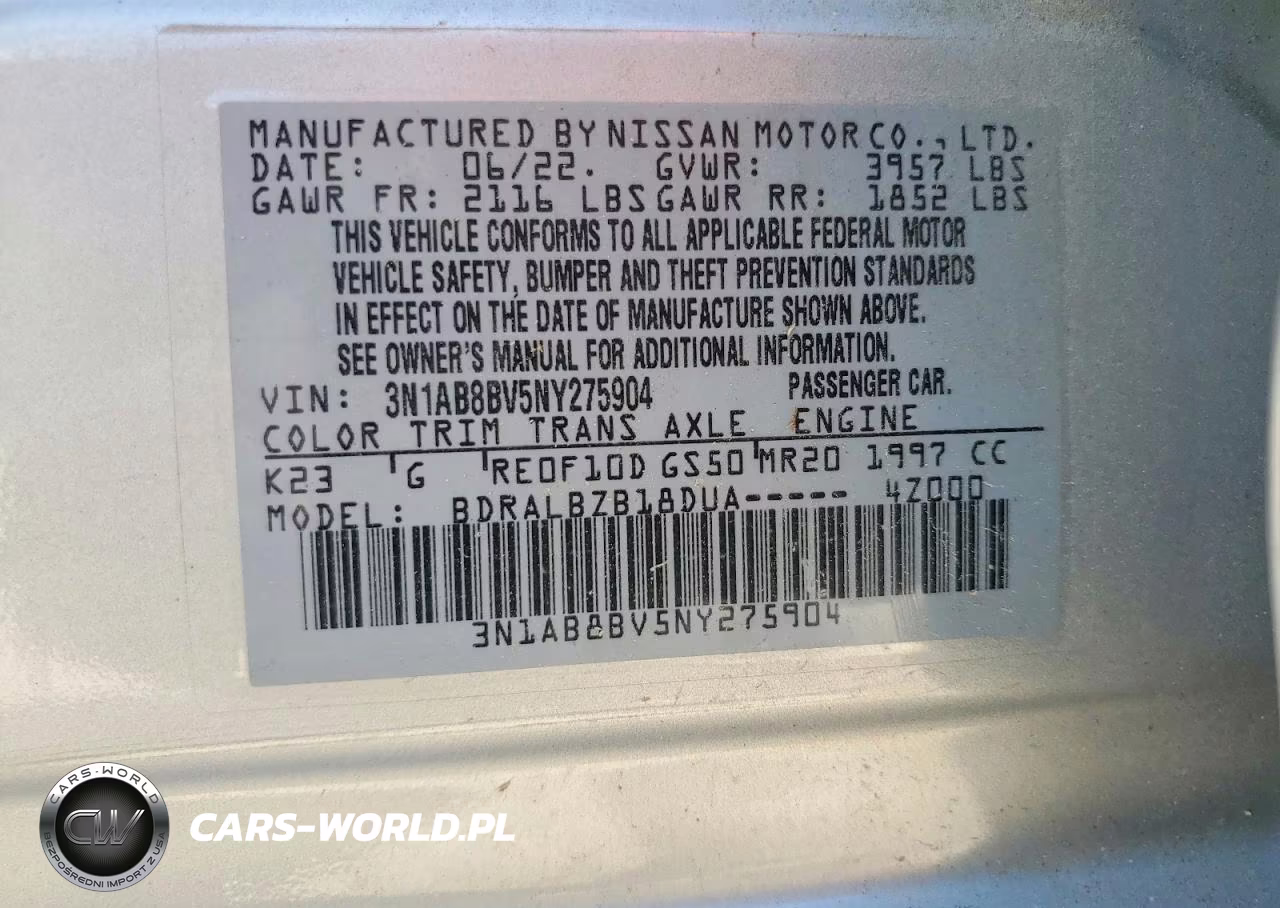2022 Nissan Sentra S VIN:3N1AB8BV5NY275904 - 12
