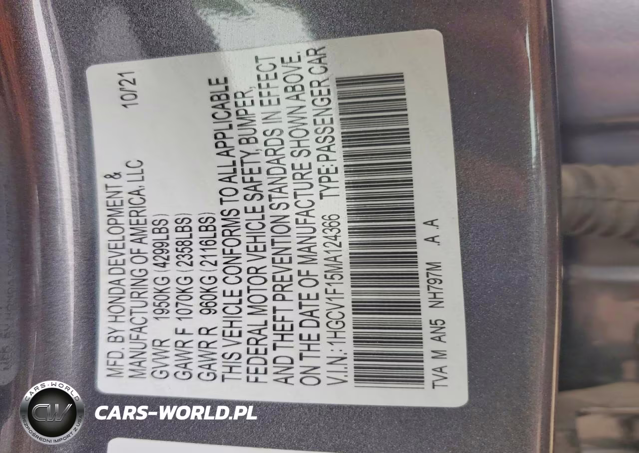 2021 Honda Accord Lx VIN:1HGCV1F15MA124366 - 12